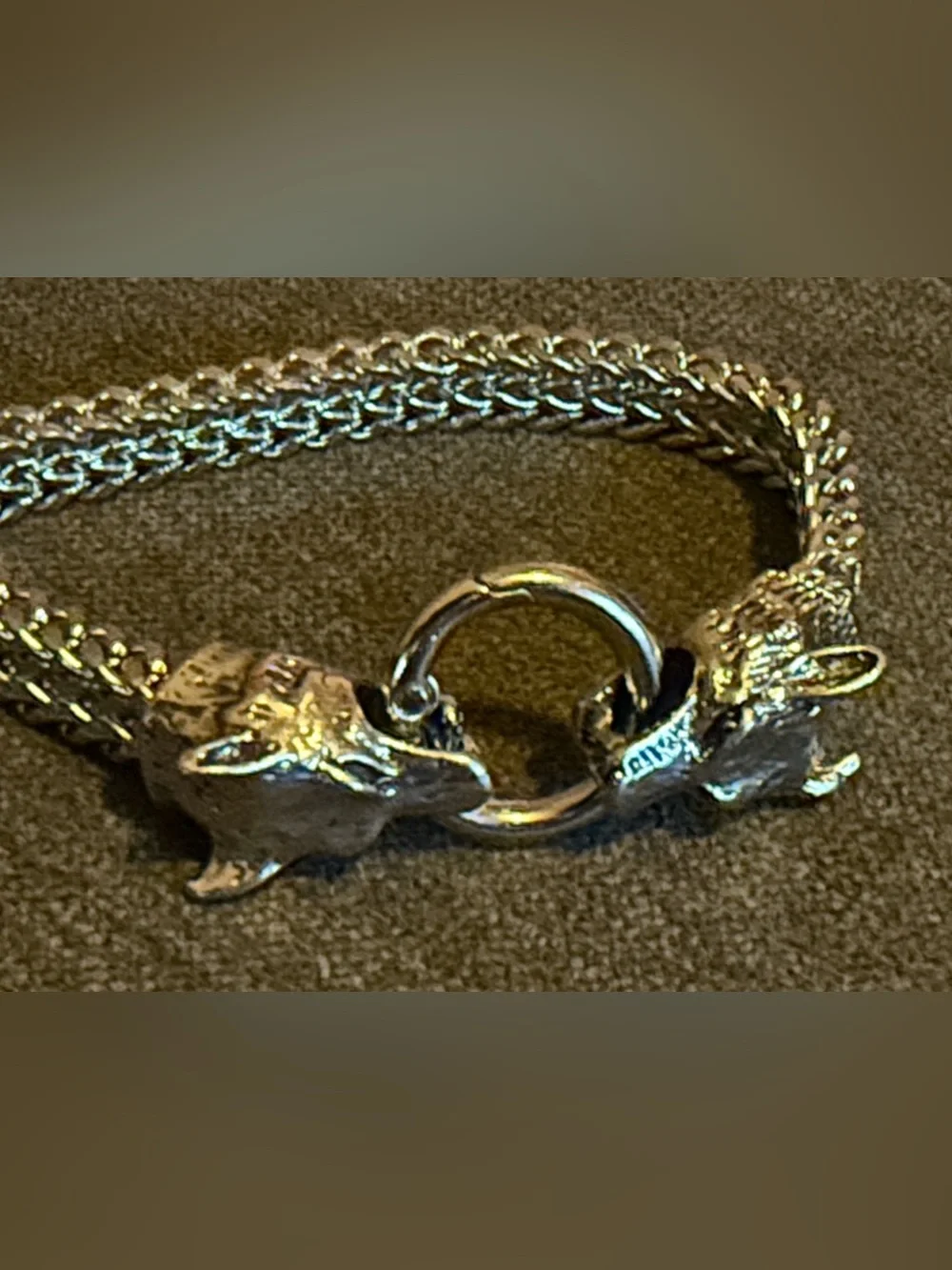 Men's Stainless Steel double Wolf Head Chain Bracelet - Bold Statement Jewelry